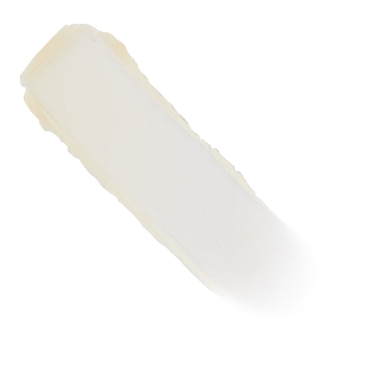 Sheer swipe of ColourPop Lippie Stix Primer, a clear lip primer, shown in a single smooth swatch with balm-like texture and satin finish on a white background.