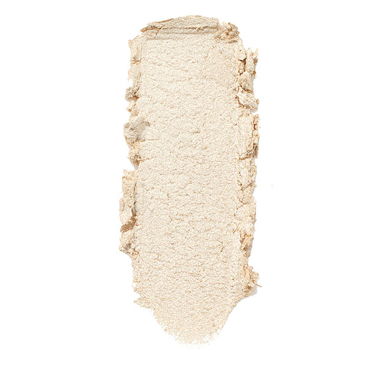 ColourPop Stole the Show Super Shock Highlighter swatch, a shimmery icy champagne shade, shown as a single creamy swipe with textured edges on a white background.
