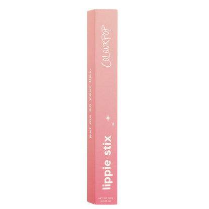 ColourPop Lippie Stix Ziggie box standing upright, pink gradient packaging displaying white ColourPop logo, star icons, and “lippie stix” text, 1.0 g (0.035 oz), shown isolated on a clean white background.