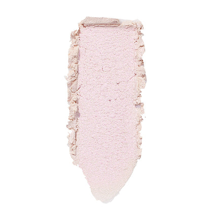 ColourPop Monster Super Shock Highlighter swatched in a single vertical swipe, revealing a pale pink, pearly shimmer with soft, crushed edges and a creamy powder texture on a white background.